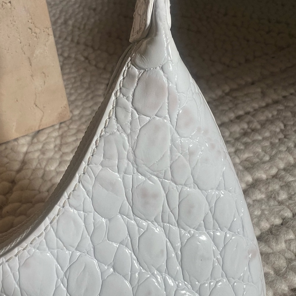 BY FAR Baby Amber Croc Embossed White Textured Shoulder Bag - Picture 7 of 14